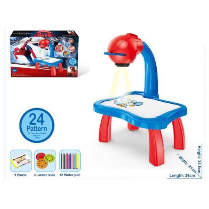 Spiderman 3 In 1 Kids Painting Drawing Activity Kit Projector Table - 24 Pattern