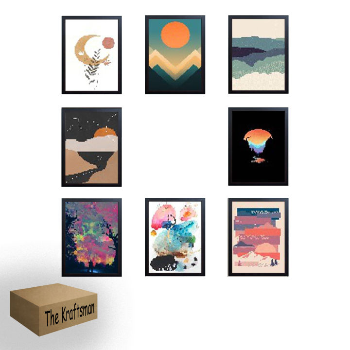 Pack of 8 Photo Frames Glass Front with FREE PRINTS, Picture Gallery ...