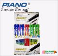 PIANO Fountain Pen 555 - Easy Grip, Iridium Nib, Large ink Storage - Pack of 6 Fountain Pens. 