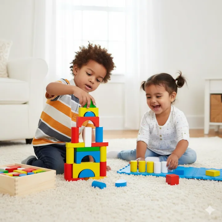 Classic Wooden Building Blocks for Kids – 26 Pcs Educational Toy Set ...