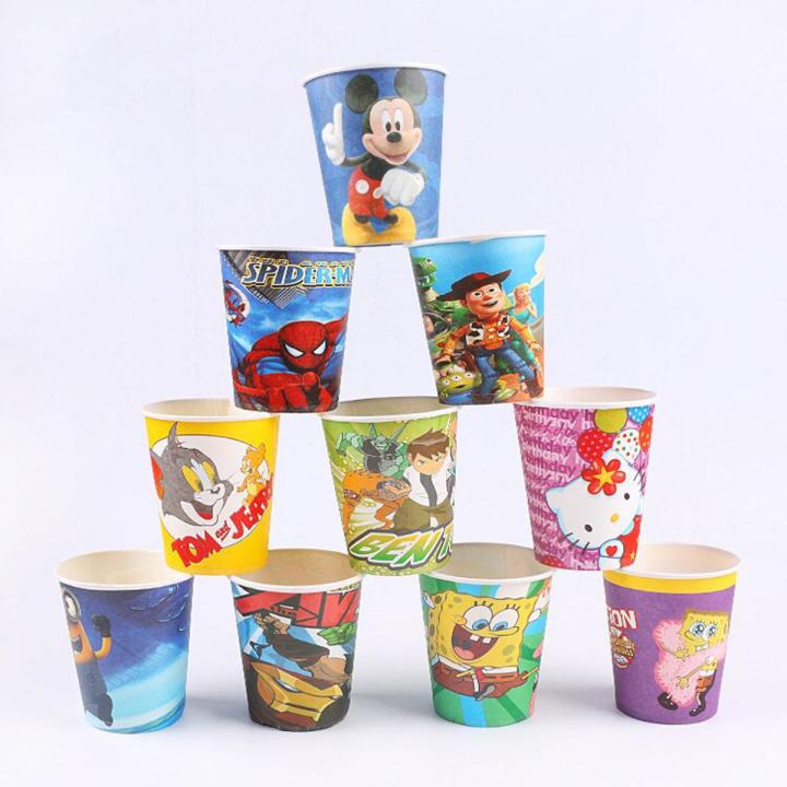 Disposable Glass collection for parties , birthday , school farewell parties / 10 pcs  glass set Party Supplies / Cartoons Character Frozen , Spider man , Minion / PARTY TABLE WARE