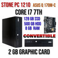 STONE PC 1210, CORE I7 7th , 8GB DDR4 RAM, 128GB SSD, 500GB HDD, 2GB GRAPHIC CARD (CONVERTABLE). 