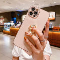 FELMYST Free Lanyard With Ring Case For Samsung Galaxy Note 10 Plus 5G Fashion Clover Diamond Luxury Metal Plating Holder Stand Soft Mobile Phone Casing Square Girl Gift Square Shockproof Back Cover. 