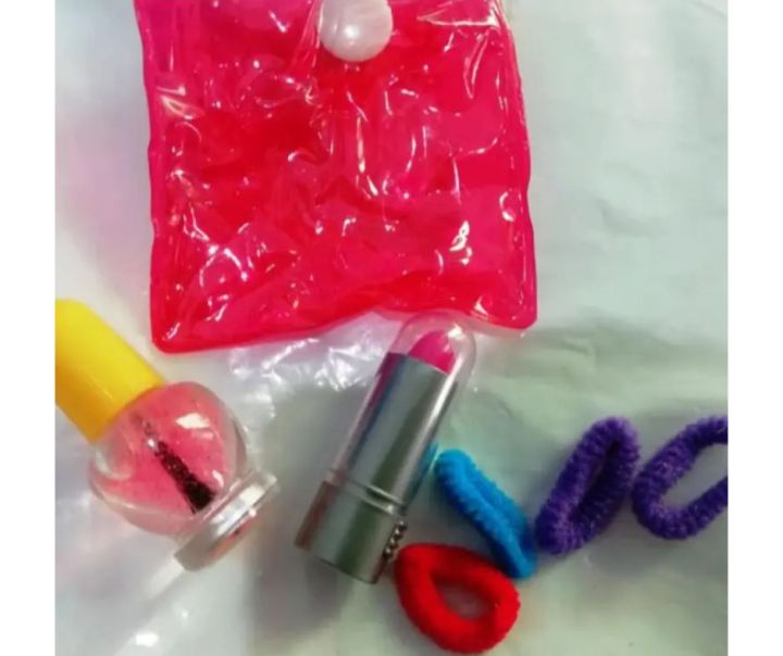 Kids Cute Gift Set Mini lipstick nail polish and hair Poni toy set