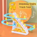 Duck Slide Toy Set, Funny Automatic Stair-Climbing Ducklings Cartoon Race Track Set Little Lovely Duck Slide Toy Escalator Toy with Lights and Music (3 sliding ducks). 