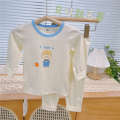 Milk protein lycra cotton children's autumn clothes and autumn pants set A cotton boys and girls baby loungewear underwear. 