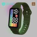 Automatic Time Code Table Watch Children Watch Led Digital Chinese English Day Display Touch Screen Clear Dial Adjustable Strap Kids Wristband. 