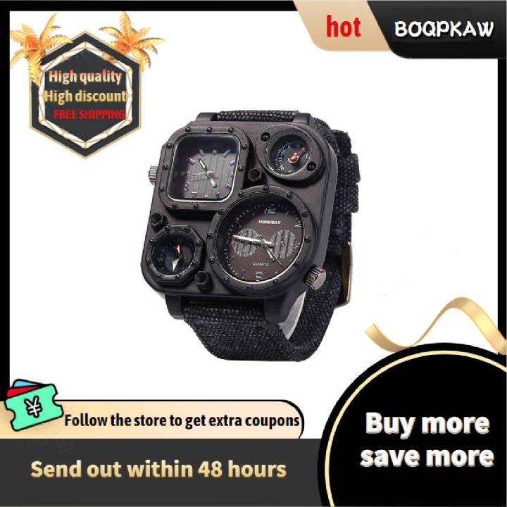SHIWEIBAO Men Dual Time Zone Quartz Wrist Watch with Compass