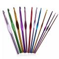 12Pcs New Metal Handle Crochet Hook Knitting Needles Set Aluminum. 