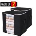 PACK 1 TO 10 Large Blanket Storage Bags Breathable Clothes Storage Containers for King Comforter Bedding Pillow Sheet, Reinforced Handles, Black. 