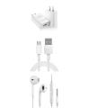 Pack of 3 - Quick Charger,Charging Cable,Earphones For Huawei Y3,Y5/II,Y6/Pro/II,Y7Prime,P8Lite,P9Lite,P10Lite,Honor4X,5X,6X,7X,8Lite,9Lite-White. 