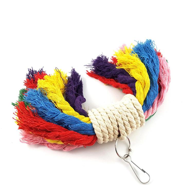 Parrot Colorful Cotton Rope Pet Bird Chew Climb Biting Hanging Toy Cage Decor