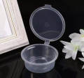 Pack of 50 - 60ml (2oz) Small Sauce Storage Boxes/Cup, Sauce Containers Package Box & Lid portable- Clear Transparent Plastic. 