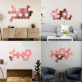 Acrylic Hexagon Mirror Wall Sticker (12 pieces Set), DIY Geometric Removable Acrylic Mirror For Wall Decal, 3D Wall Stickers, Personalized Art Hexagonal Mirror for Home Living Room Bedroom Decor. 