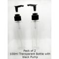Empty Plastic Pump Bottles Transparent Bottle with Black Pump 100ml Travel Size Lotion Pump Bottle for Oil / Hair Oil Empty Bottle Pump Refillable Bottle for Shampoo, Hand Wash, Lotion and Cosmetic Bottles etc.. 