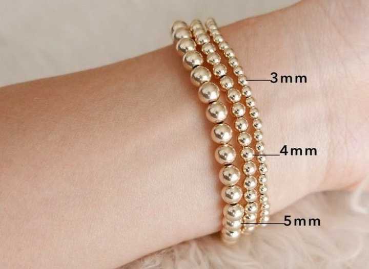 3-Yellow Gold Beaded Bracelets