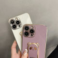 FELMYST Plating Panda Case For Vivo Y11 2019 Luxury Cute Bear Brand Gold Plated Holder Mobile Phone Casing Square Ring Fold Stand Girl Boy Gift Soft shockproof Cover Cases. 