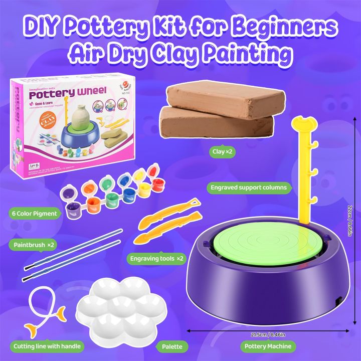 Pottery Wheel Kit for Kids, Battery Operated Pottery Wheel & Painting ...