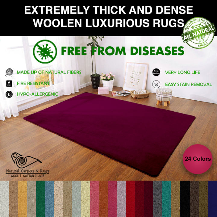 Natural Woolen Carpets and Rugs made of pure Wool for Living Room Rug, Dimension 3'3'' x 5' / 4'4'' x 6' / 6'6'' x 9'