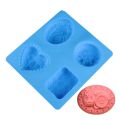 4 Shapes Soap Mold Silicone With Design Embossed Design 03. 