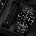 Classic Fashion Foreign Trade Calendar Watches Wholesale Trendy Sport Men's Steel Belt Watch Business Set. 