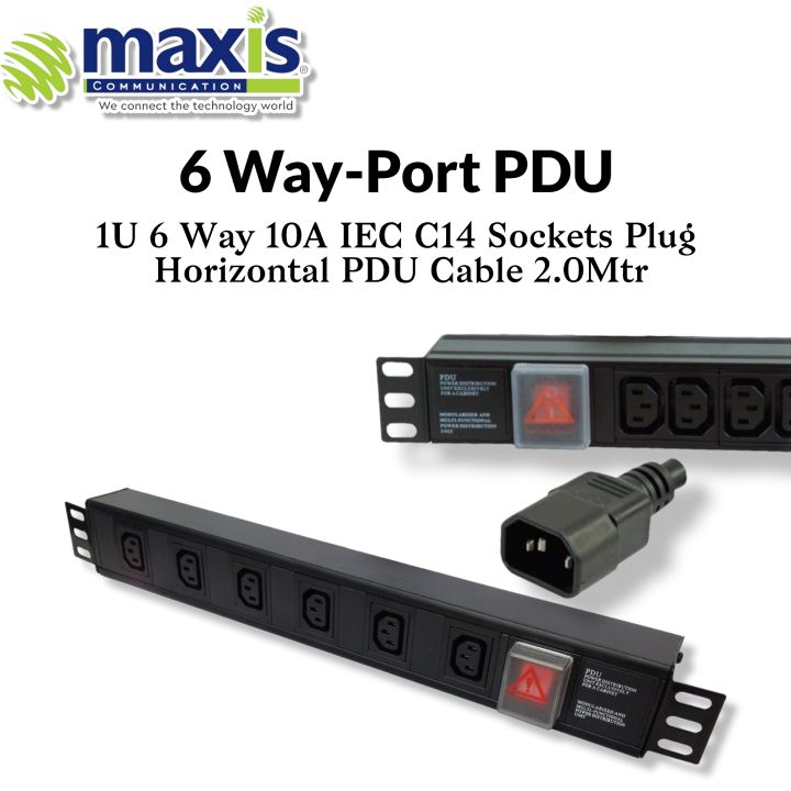 1U%206%20Way%2010A%20IEC%20C13%20Sockets%20to%20C14%20Plug%20Horizontal%20PDU%20-%20Image%203