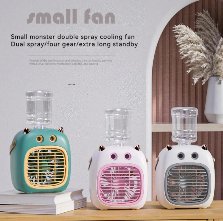 Monster cooling fan, double mist spray fan,  cooling fan 2 in 1, portable handheld fan