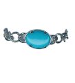 Feroza Stone & Silver Chain Bracelet For (Men & Boys). 