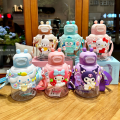Sanrio Kuromi Round Water Cup with Straw Plastic Bottle High Temperature Resistant  700ml. 