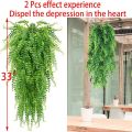 BRADOO-2 Pcs Artificial Hang Ferns Plants Vine Ivy Boston Fern Hang Plant Outdoor UV Resistant Plastic Plants. 