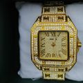 Men's Fashion Crystal Watch Luxury Diamond Bracelet Watch Big Face Square Full Bling Iced Out Watch for Men Hip Hop Rapper. 