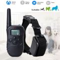 Dog Remote Training Collar Rechargeable Waterproof 330 Yards range Different Modes Available 4 LV vibration, 8LV electric shock, light, beep sound, LCD display black. 