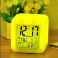 Dice Shape LED Lighting Color Changing Digital Table Clock Multi-Functional. 