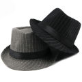 Black Men's fedora hat Sophisticated Casual Grey British style striped hat Classic Retro derby hat for Formal occasions Vintage. 