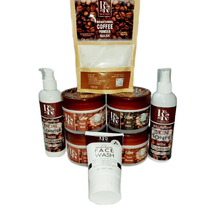 RK ORGANIC COFFEE Whitening Facial Kit For All Skincare Routine with Organic Coffee Powder Mask & Coffee Face wash
