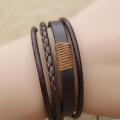 Unisex Vintage Retro Multilayer Braided Faux Leather Wristband Bracelet Bangle. 