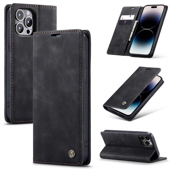 For iPhone 14 Pro CaseMe-013 Multifunctional Retro Frosted Leather Phone Case