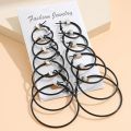 6 Pairs Black Punk Hoop Earrings Set Big Circle Earrings Jewelry for Women Girls Steampunk Ear Clip Punk Earring Ear Ring. 
