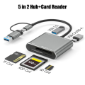 5 In1 USB 3.0 Memory Card Reader USB-C to TF SD XQD Card Reader Adapter for 15 Pro/Max Pro/Air 2023. 