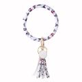 Women Faux Leather O Key Chain Circle Tassel Wristlet Keychain Key Ring Bangle. 