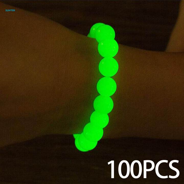 100Pcs Acrylic Luminous Beads Round for Necklace Jewelry Making Pendant 10mm