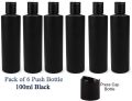 Black Empty Plastic Push Bottles 100ml ( Pack of 6 ) – Lotion Refill Bottle / Empty Plastic Bottles for Shampoo / Empty Oil Bottles / Press Bottle Flip Top. 