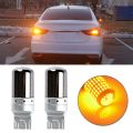 2Pcs Chrome 7440 T20 144SMD Amber Canbus Error Free LED Lamp Bulb Turn Signal Light. 