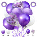 Purple Heart & Stars Foil & Confity Balloons Set. 