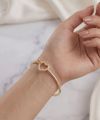 Hand Chain Charm Rhinestone Golden Love Heart Bangle Cuff Bracelet Jewelry For Girls. 