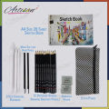Artisan - 21 Pcs Artist Sketching Set Includes A4 Size 20 Sheet Sketch Book, 12 Different Shades Drawing Graphite Pencils, 3 Pcs Charcoal Blenders, Marie Soft and Hard Pencil, Kneadable Eraser For Charcol Pencil, Cloth Pouch. 