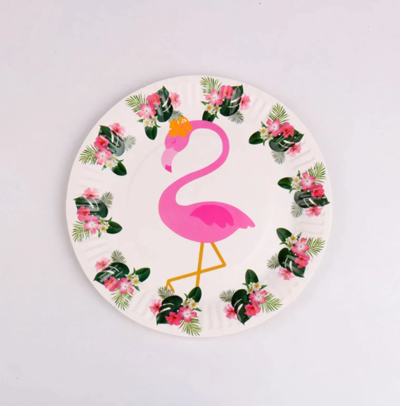 FLAMINGO THEME PARTY TABLEWARE PACK OF 10 PAPER PLATES