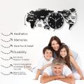 World Map Clock, Wooden Wall Clock, Silent Battery-Operated Quartz Clock, Used for Living Room and Bedroom Sand Decoration Wall Clock. 