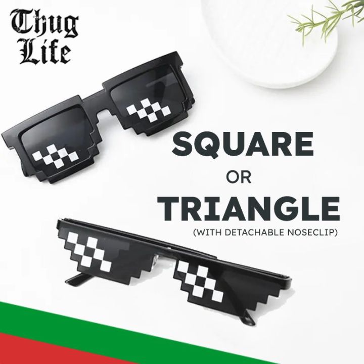 Thug Life Glasses for TikTok Minecraft PUBG PS5 - Black Triangle Viral Sunglasses