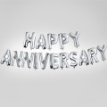 Happy Anniversary 16 Pcs Foil Banner Balloons, 16 Inch Alumunium Chrome Metallic Foil Baloon Set Reusable Material For Wedding, Nikkah, Marraige Anniversary Celebration, Letter Party Decoration, Party Supplies, Red Anniversary Balloon Banner, Gold, Silver. 